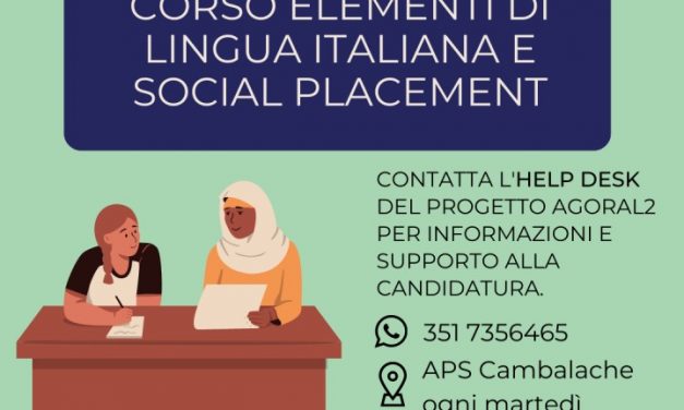 Corso elementi di lingua italiana e social placement