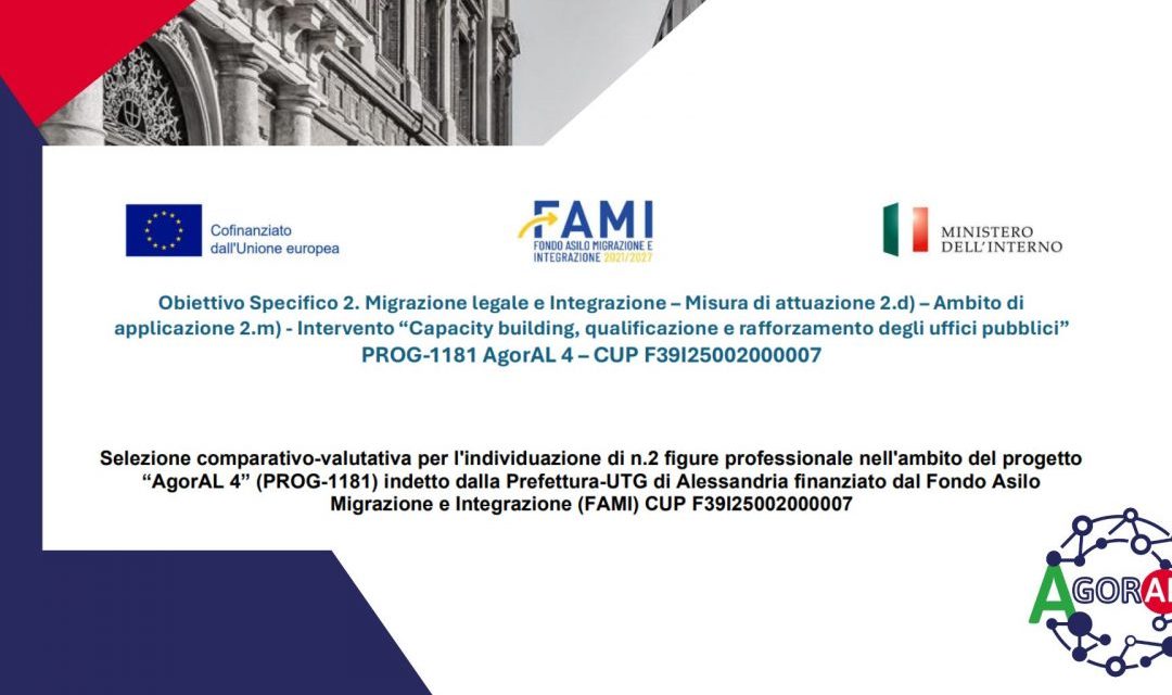 Selezione di 2 figure professionali nell’ambito del progetto AgorAL 4